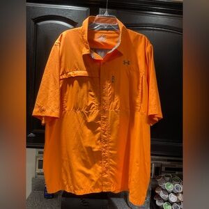 Under Armour Shirt Mens 2XL Orange Vented Fishing Outdoor Performance